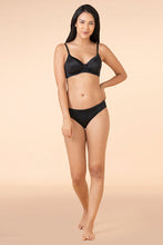 Load image into Gallery viewer, Amante Satin Edge Padded Non-wired T-shirt Bra - Black 10116
