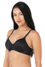 Load image into Gallery viewer, Amante Satin Edge Padded Non-wired T-shirt Bra - Black 10116
