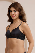 Load image into Gallery viewer, Amante Glimmer Lace Padded Non-Wired T-Shirt Bra - Black 111901
