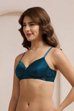 Load image into Gallery viewer, Amante Glimmer Lace Padded Non-Wired T-Shirt Bra - Reflecting Pond 111901
