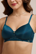 Load image into Gallery viewer, Amante Glimmer Lace Padded Non-Wired T-Shirt Bra - Reflecting Pond 111901
