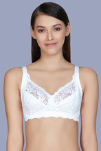 Load image into Gallery viewer, Amante Non-Padded Non-Wired Full Cover Cotton Lace Support Bra - White 75101
