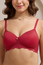 Load image into Gallery viewer, Amante Lace Elegance Padded Non-Wired Bra - Jester Red 87701
