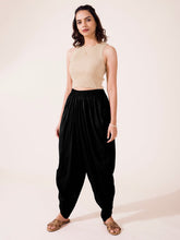 Load image into Gallery viewer, Go Colors Black Woven Viscose Harem Dhoti Pant

