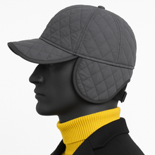 Load image into Gallery viewer, Romano nx Quilted Grey Winter Cap with Ear Flaps for Men &amp; Women – Warm Insulated Outdoor Hat, Adjustable Fit
