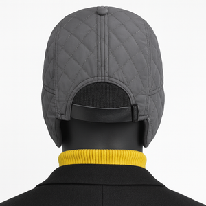 Romano nx Quilted Grey Winter Cap with Ear Flaps for Men & Women – Warm Insulated Outdoor Hat, Adjustable Fit