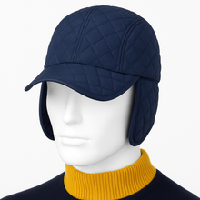 Load image into Gallery viewer, Romano nx Quilted Navy blue Winter Cap with Ear Flaps for Men &amp; Women – Snow, Rain &amp; Wind Proof Outdoor Hat, Adjustable Warm Insulated Design
