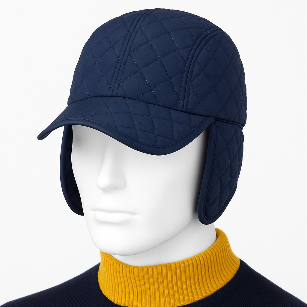 Romano nx Quilted Navy blue Winter Cap with Ear Flaps for Men & Women – Snow, Rain & Wind Proof Outdoor Hat, Adjustable Warm Insulated Design