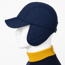 Load image into Gallery viewer, Romano nx Quilted Navy blue Winter Cap with Ear Flaps for Men &amp; Women – Snow, Rain &amp; Wind Proof Outdoor Hat, Adjustable Warm Insulated Design
