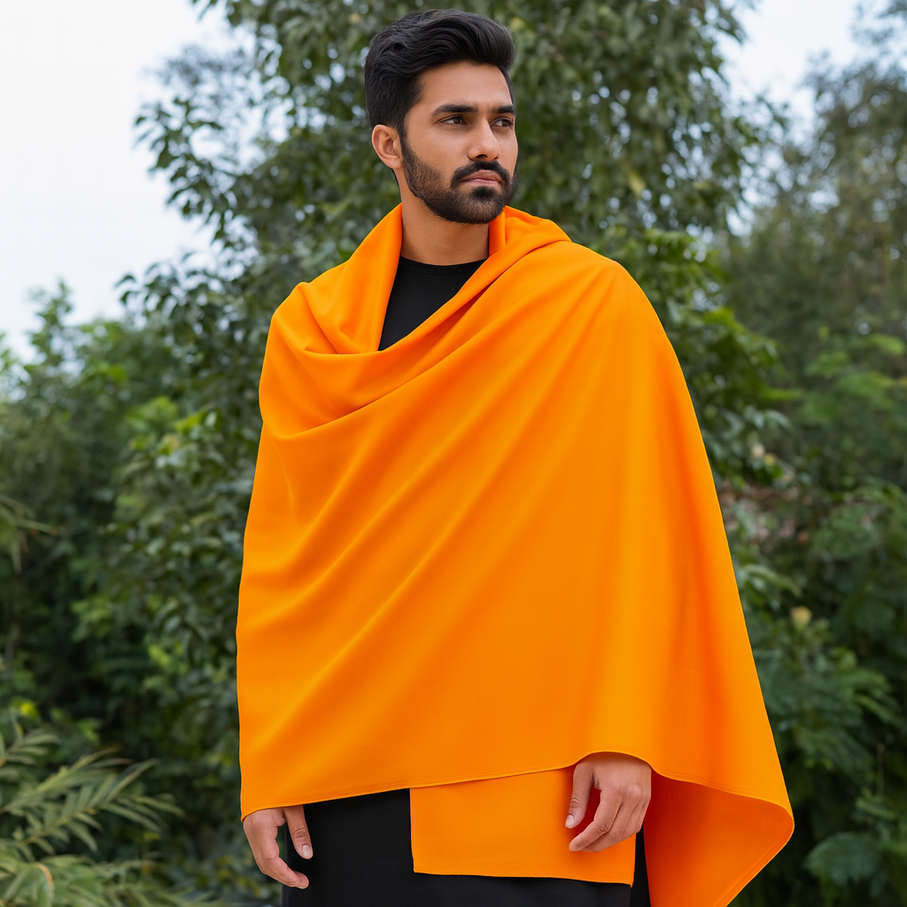 Romano NX Pashmina Orange Shawl for Men – Premium Soft, Elegant & Perfect for Gifting, Religious Functions & Daily Wear 45