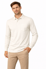 Load image into Gallery viewer, Romano nx Men's 100% Cotton Long Sleeve Regular Fit Polo T-Shirt Off White

