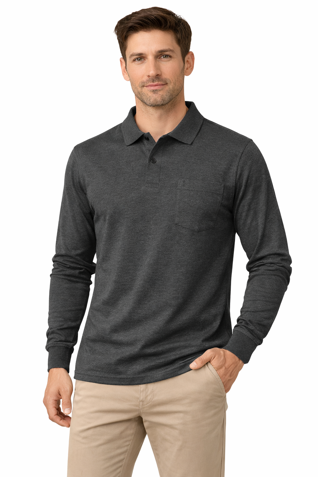 Romano nx Men's 100% Cotton Long Sleeve Regular Fit Polo T-Shirt