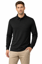 Load image into Gallery viewer, Romano nx Men's 100% Cotton Long Sleeve Regular Fit Polo T-Shirt Black
