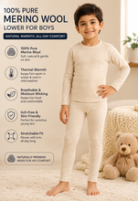 Load image into Gallery viewer, Monte Carlo 100% Pure Merino Wool Machine Washable Thermal Lower for Boys Off White
