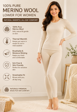 Load image into Gallery viewer, Monte Carlo 100% Pure Merino Wool Machine Washable Thermal Lower for Women Off White
