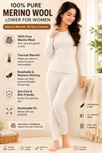 Load image into Gallery viewer, Monte Carlo 100% Pure Merino Wool Machine Washable Thermal Lower for Women Off White
