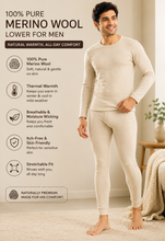 Load image into Gallery viewer, Monte Carlo 100% Pure Merino Wool Machine Washable Thermal Lower for Men Off White
