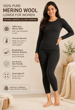 Load image into Gallery viewer, Monte Carlo 100% Pure Merino Wool Machine Washable Thermal Lower for Women Black
