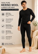 Load image into Gallery viewer, Monte Carlo 100% Pure Merino Wool Machine Washable Thermal Lower for Men Black
