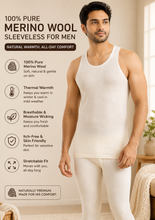 Load image into Gallery viewer, Monte Carlo 100% Pure Merino Wool Machine Washable Sleeveless Round Neck Thermal for Men Off White
