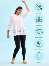 Load image into Gallery viewer, Go Colors Black Cotton Stretch Churidar
