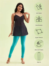 Load image into Gallery viewer, Go Colors Dark Mint Cotton Stretch Churidar
