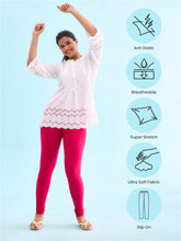 Load image into Gallery viewer, Go Colors Dark Pink Cotton Stretch Churidar
