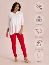 Load image into Gallery viewer, Go Colors Dark Red Cotton Stretch Churidar
