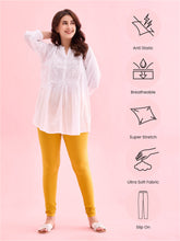 Load image into Gallery viewer, Go Colors Golden Yellow Cotton Stretch Churidar
