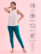Load image into Gallery viewer, Go Colors Jade Green Cotton Stretch Churidar
