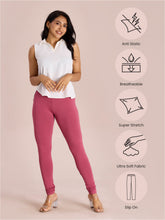 Load image into Gallery viewer, Go Colors Light Wine Cotton Stretch Churidar
