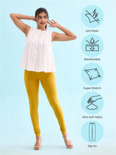 Load image into Gallery viewer, Go Colors Mustard Cotton Stretch Churidar
