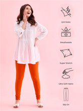 Load image into Gallery viewer, Go Colors Orange Cotton Stretch Churidar
