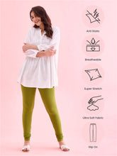 Load image into Gallery viewer, Go Colors Pista Green Cotton Stretch Churidar

