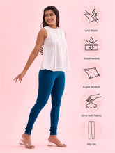 Load image into Gallery viewer, Go Colors Turquoise Blue Cotton Stretch Churidar
