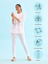 Load image into Gallery viewer, Go Colors White Cotton Stretch Churidar

