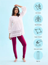 Load image into Gallery viewer, Go Colors Dark Rose Nylon Stretch Shimmer Churidar
