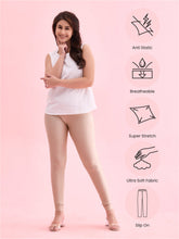 Load image into Gallery viewer, Go Colors Light Gold Nylon Stretch Shimmer Churidar
