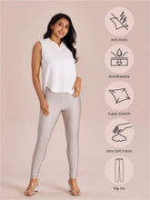 Load image into Gallery viewer, Go Colors Silver Nylon Stretch Shimmer Churidar
