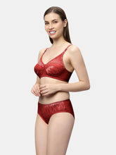 Load image into Gallery viewer, Sonari Bridal Non Padded Medium Coverage Wirefree Lace Lingerie Set with Low Rise Panty – DEENA
