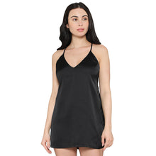 Load image into Gallery viewer, Wacoal Women’s Camisole Mid Length Shiny Finish Strappy Bridal Wear Satin Camisole-Black DI10A02
