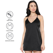 Load image into Gallery viewer, Wacoal Women’s Camisole Mid Length Shiny Finish Strappy Bridal Wear Satin Camisole-Black DI10A02
