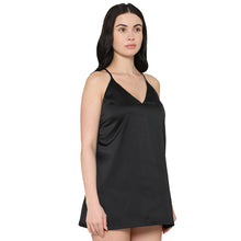 Load image into Gallery viewer, Wacoal Women’s Camisole Mid Length Shiny Finish Strappy Bridal Wear Satin Camisole-Black DI10A02
