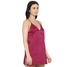 Load image into Gallery viewer, Wacoal Women’s Camisole Mid Length Shiny Finish Strappy Bridal Wear Satin Camisole-Burgandy DI10A02
