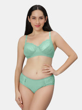 Load image into Gallery viewer, Sonari Non Padded Medium Coverage Nylon Spandex Bridal Lingerie Set with Mid Rise Panty – DONA
