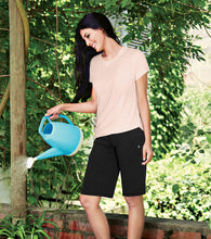 Load image into Gallery viewer, Enamor Mid Rise Knee length Drawstring Closure City Shorts For Women - Slim Fit, Soft and Breathable Cotton - E044 (Jet Black)
