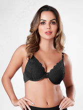 Load image into Gallery viewer, Sonari Padded Wired Lace Balconette Plunge Bra with Detachable Straps and U-Back – EMILY
