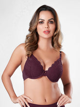 Load image into Gallery viewer, Sonari Padded Wired Lace Balconette Plunge Bra with Detachable Straps and U-Back – EMILY
