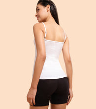 Load image into Gallery viewer, Enamor Sleeveless Scoop Neck Regular Length Camisole For Women - Slim Fit, Soft Stretch Cotton - E001 (White)
