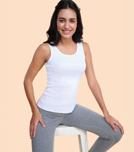 Load image into Gallery viewer, Enamor Sleeveless Scoop Neck Regular Length Tank Top For Women - Relaxed Fit, Soft and Breathable Cotton - E025 (White)
